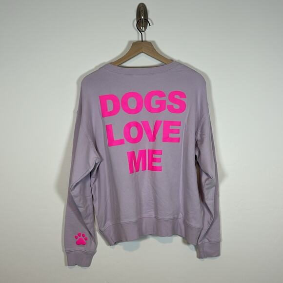 NWT Wildfox Crewneck Dogs Love Me Sweatshirt Pink Size L - Picture 9 of 9